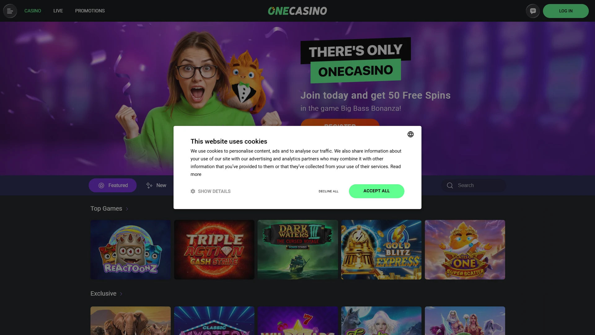 Casino One game lobby