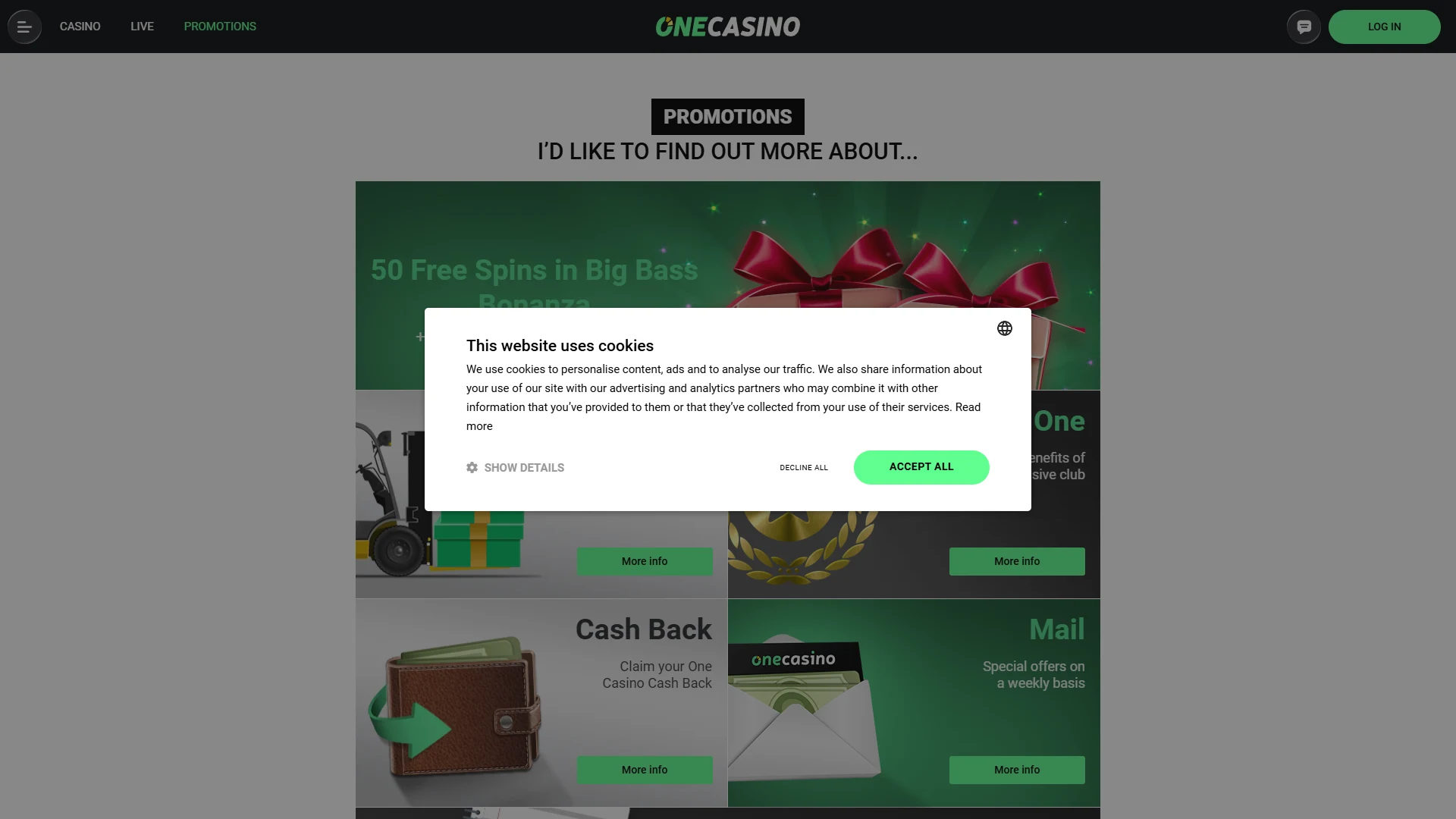 Casino One promotions page