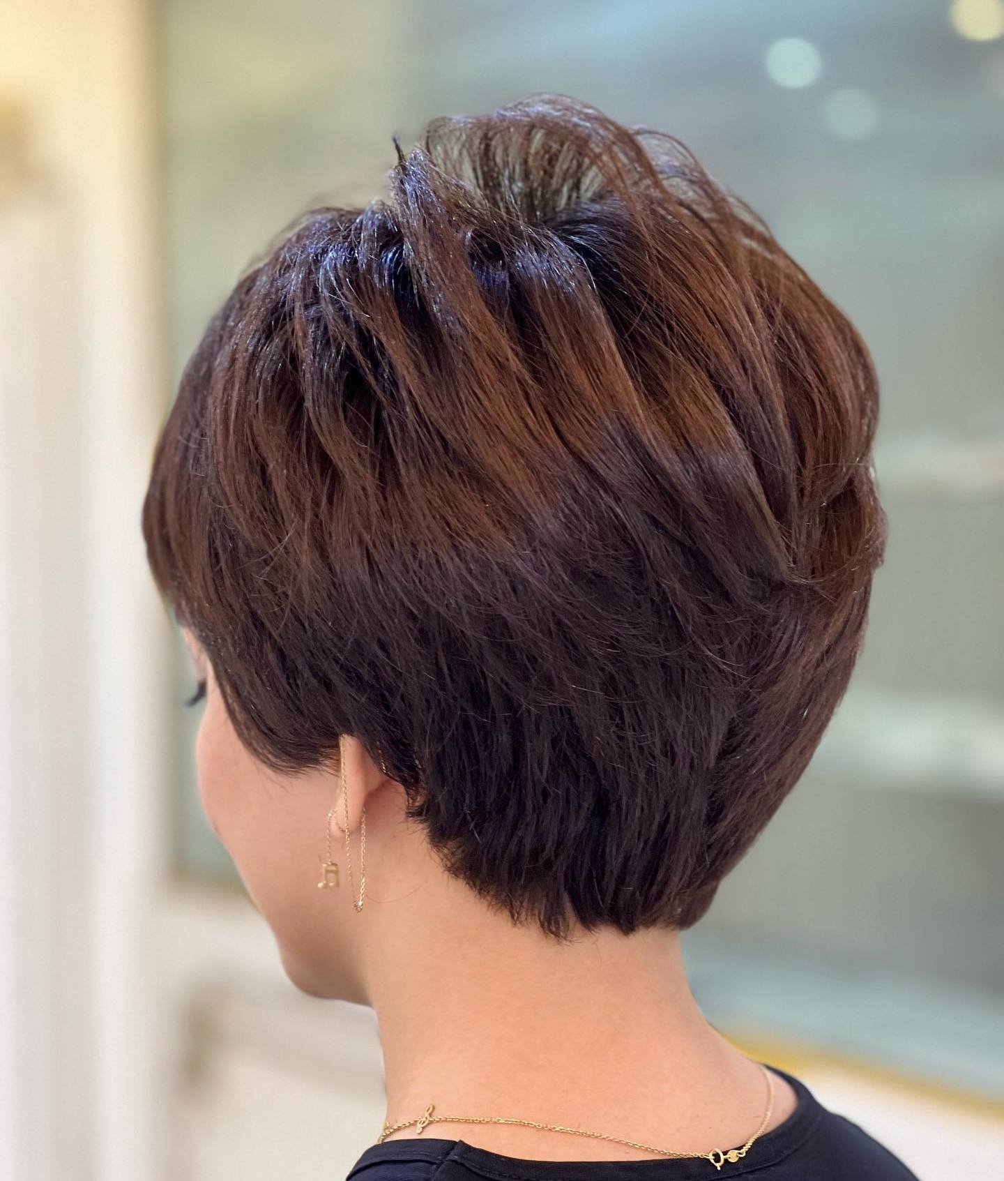 Thick Hair Pixie Cut with Feathered Crown